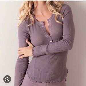 Free people Long Sleeve Henley Top